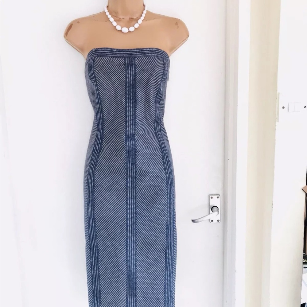 Karen Millen Pinstriped Denim Pencil Dress
